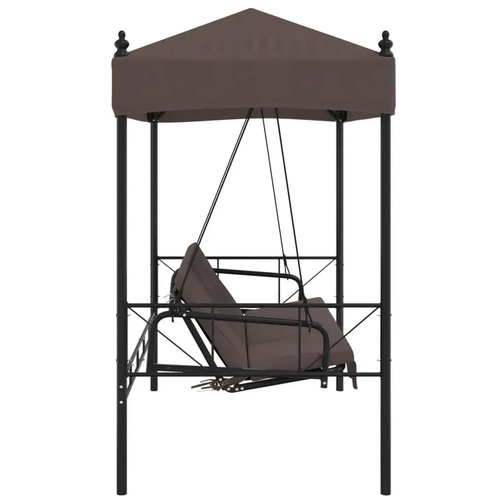 Garden Swing Bench with Canopy Brown Outdoor Porch Seating 2-in-1 Lounge Chair