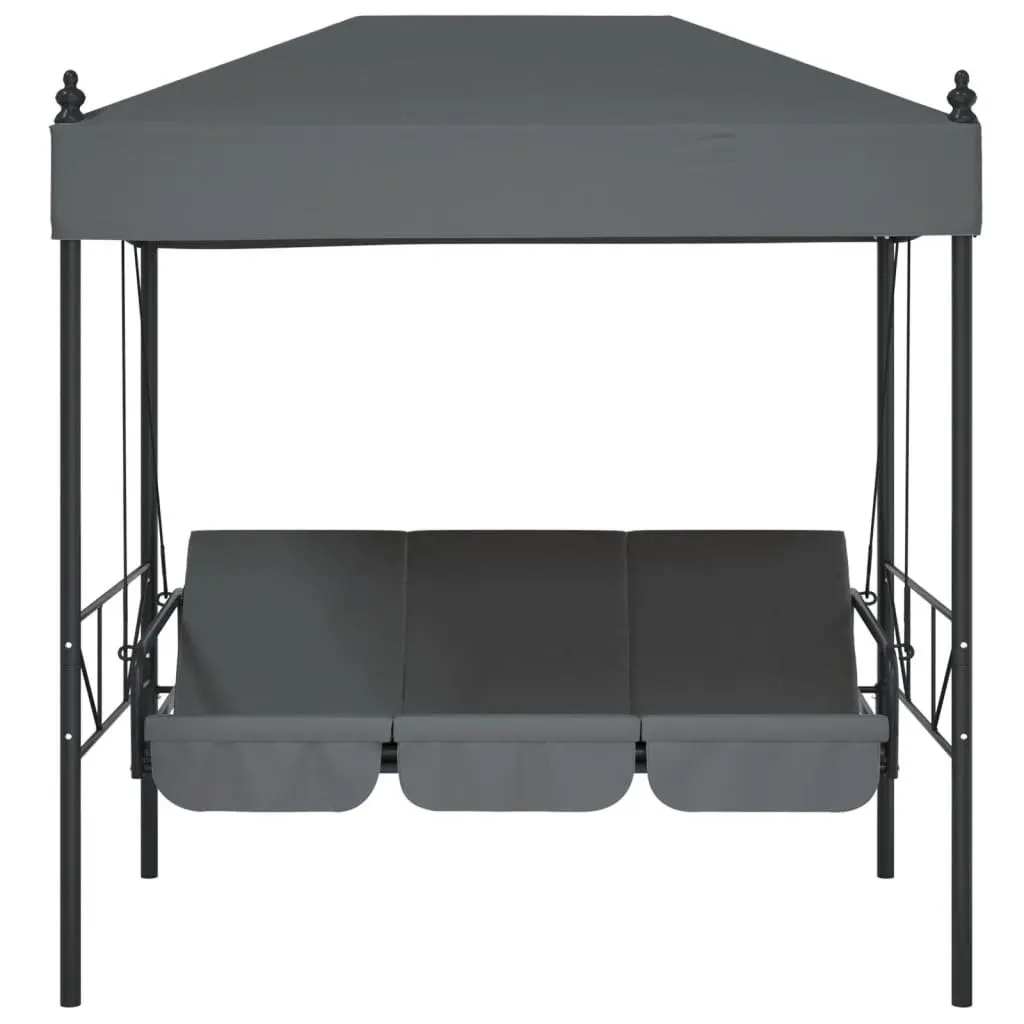 Garden Swing Bench with Canopy for Outdoor Patio Grey 2-in-1 Seating and Bed