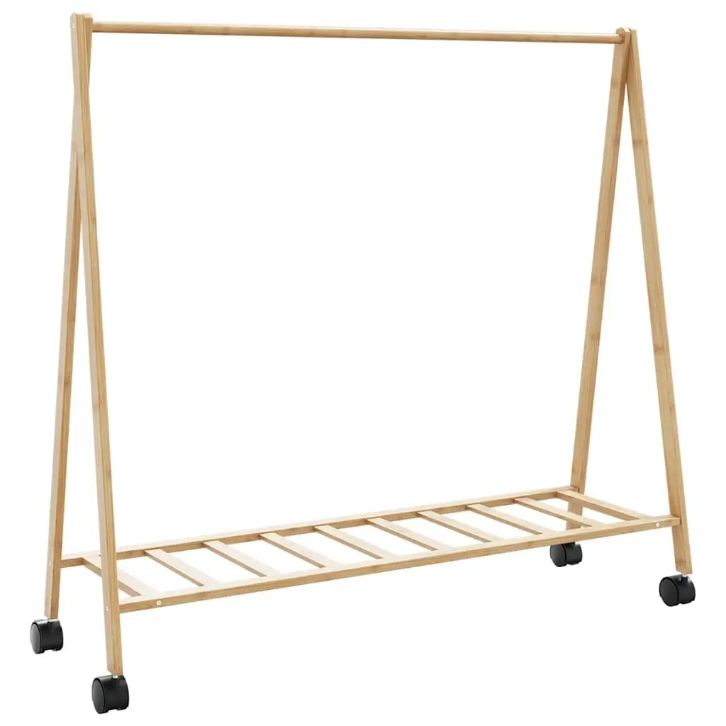 Bamboo Clothes Rack for Bedroom or Hallway with Shelves and Wheels Foldable 106 x 34 x 106.5 cm Brown
