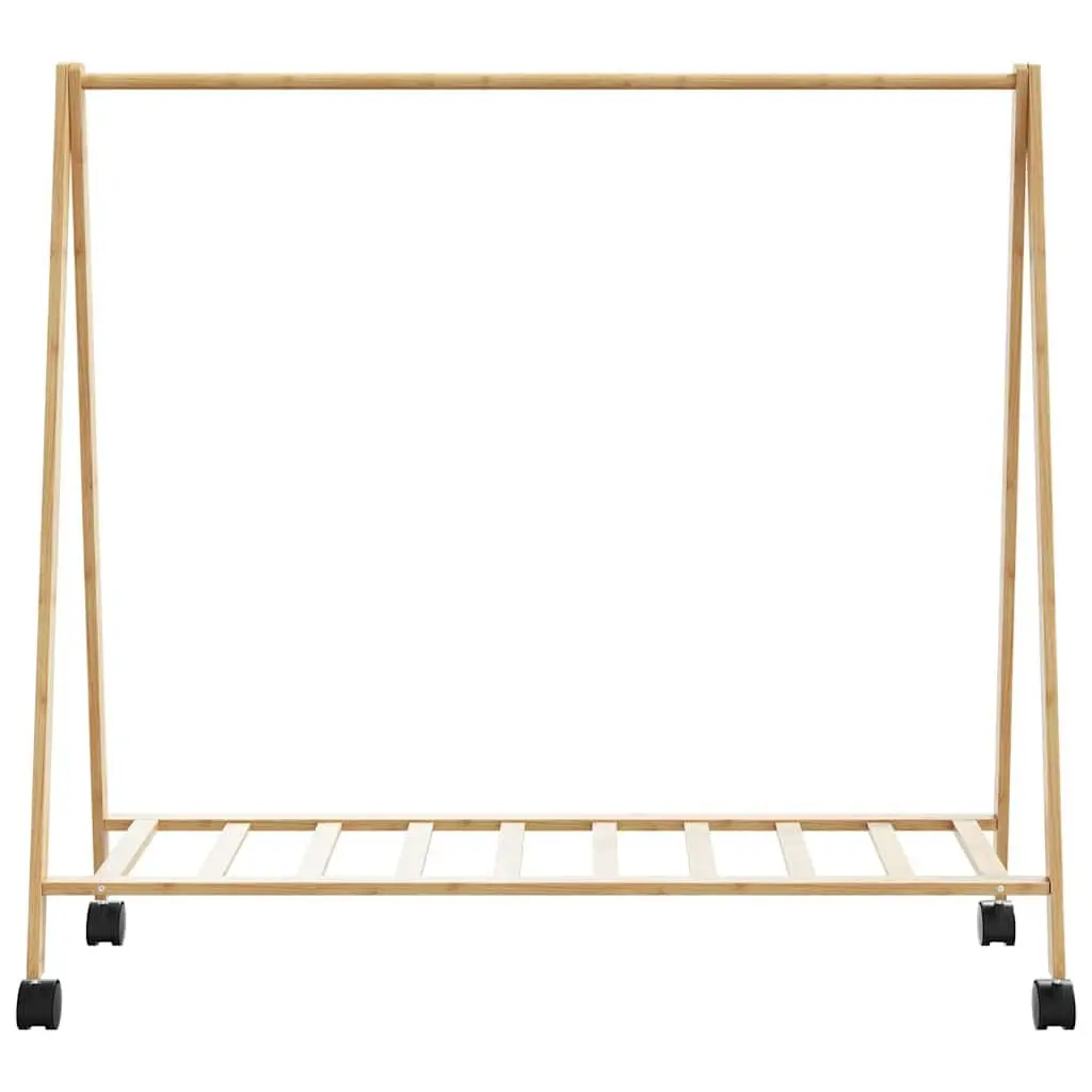Bamboo Clothes Rack for Bedroom or Hallway with Shelves and Wheels Foldable 106 x 34 x 106.5 cm Brown