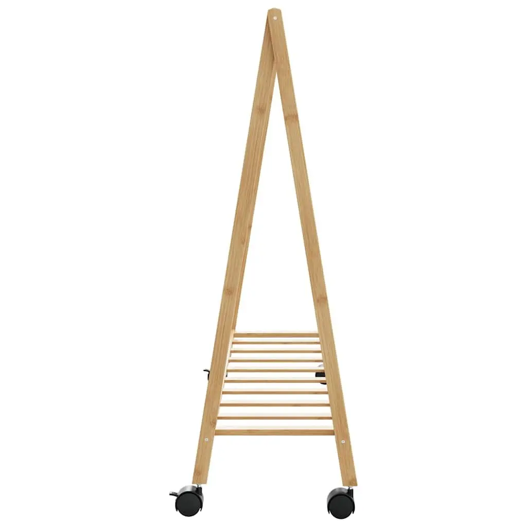 Bamboo Clothes Rack for Bedroom or Hallway with Shelves and Wheels Foldable 106 x 34 x 106.5 cm Brown