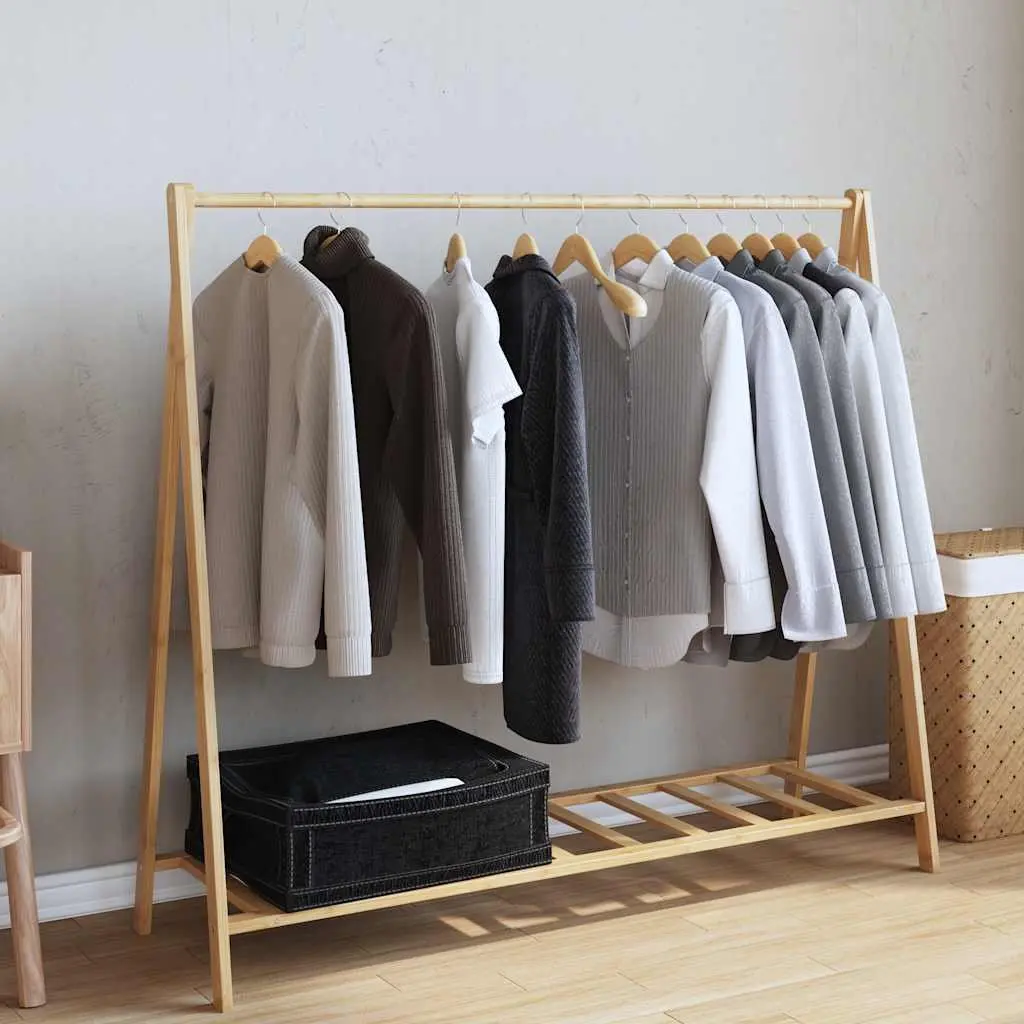 Bamboo Clothes Rack for Bedroom Hallway Bathroom 106 x 34 x 102 cm