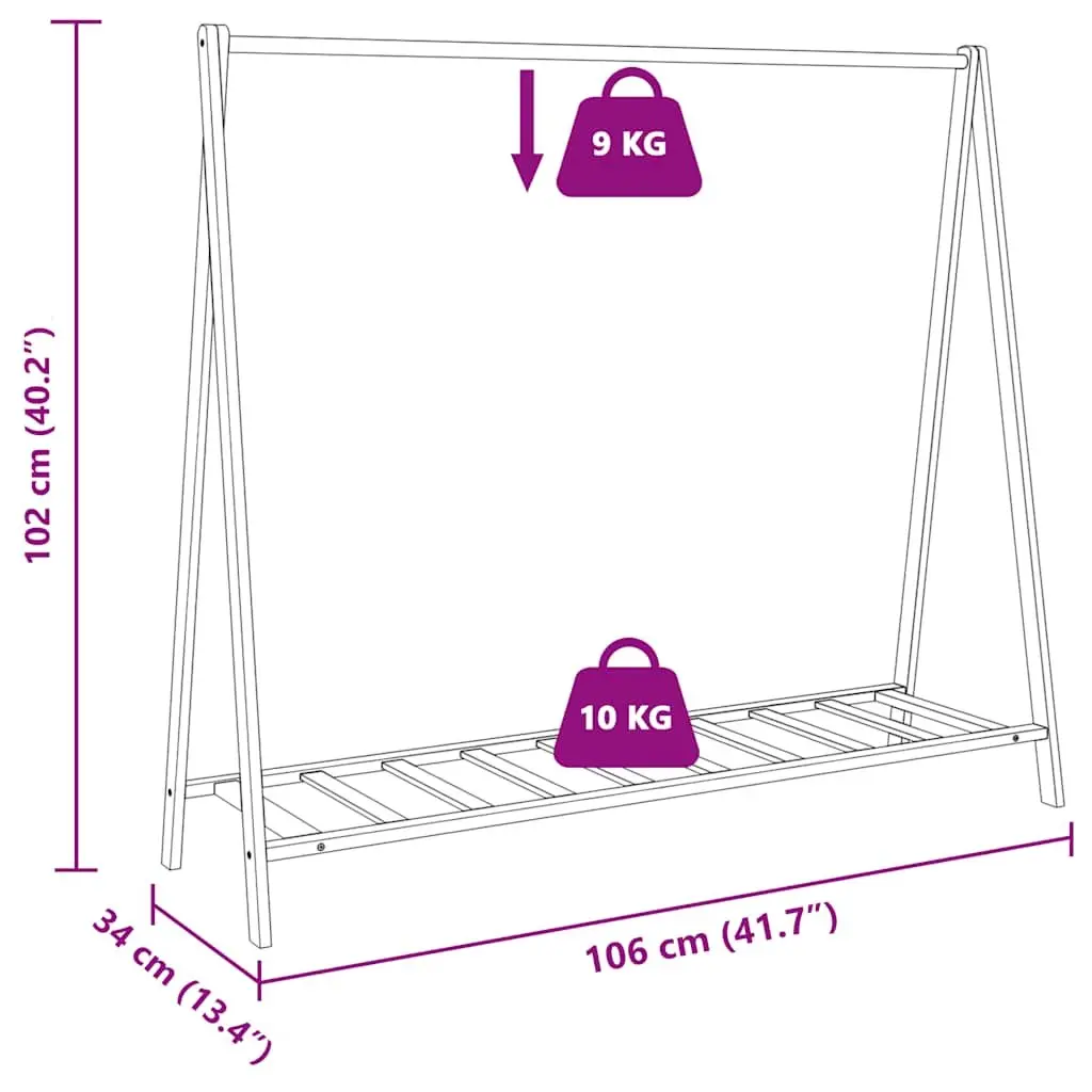 Bamboo Clothes Rack for Bedroom Hallway Bathroom 106 x 34 x 102 cm