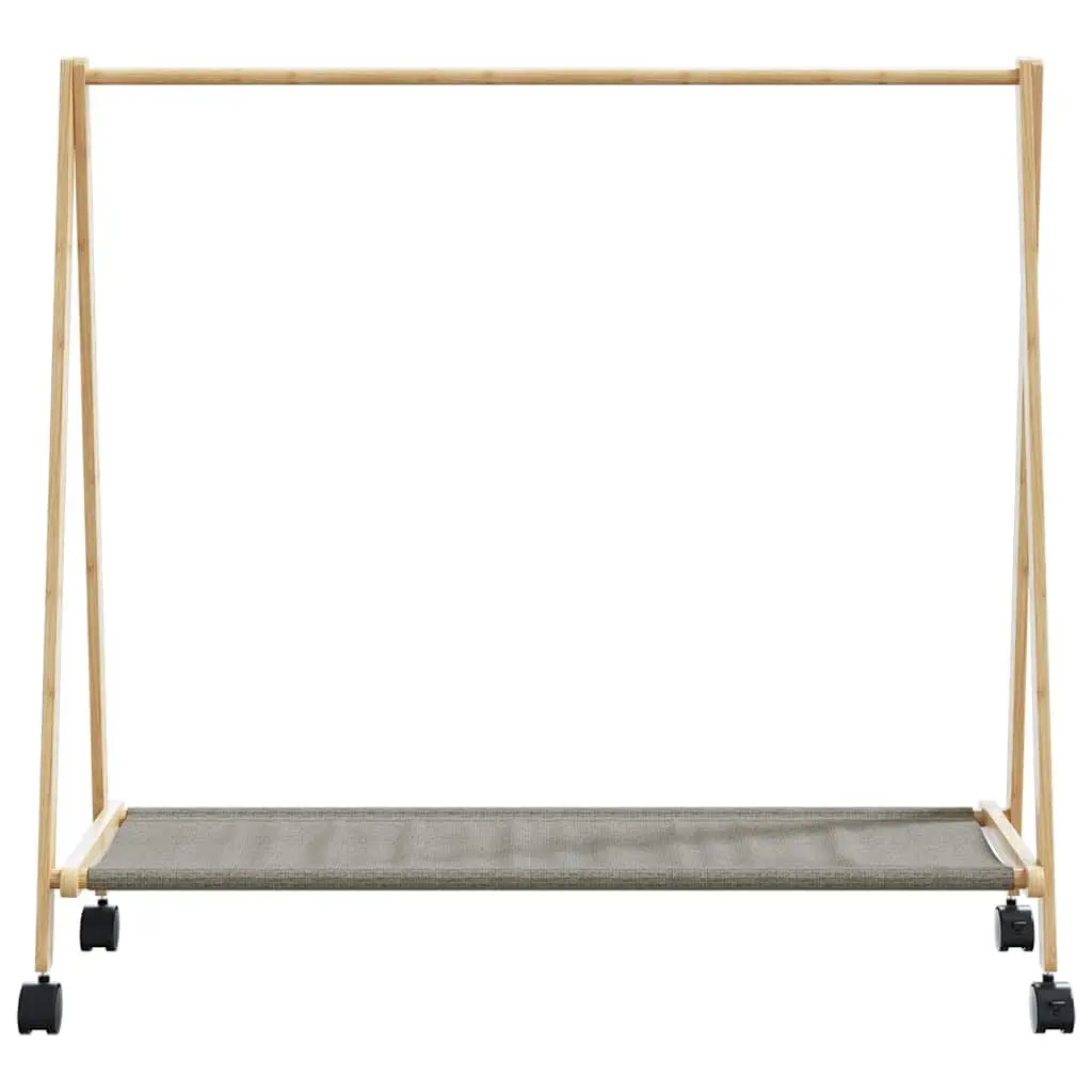 Bamboo Clothes Rack for Bedroom Hallway Bathroom 106 x 34 x 106.5 cm Foldable with Shelves and Wheels