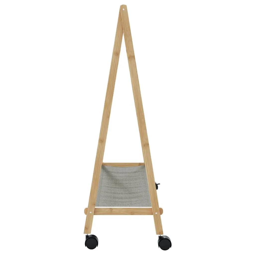 Bamboo Clothes Rack for Bedroom Hallway Bathroom 106 x 34 x 106.5 cm Foldable with Shelves and Wheels