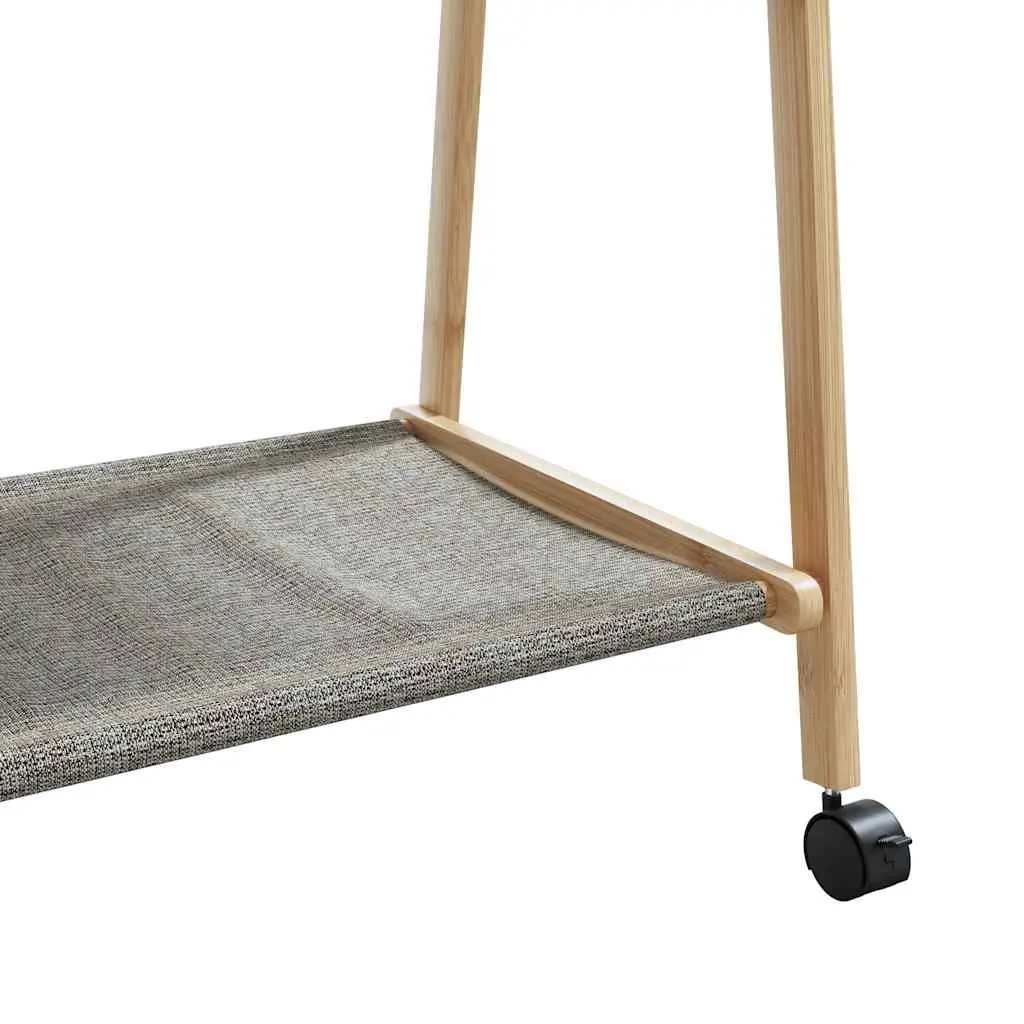 Bamboo Clothes Rack for Bedroom Hallway Bathroom 106 x 34 x 106.5 cm Foldable with Shelves and Wheels