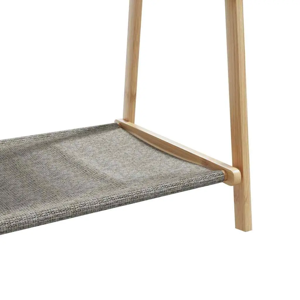 Bamboo Clothes Rack with Shelves Foldable Garment Organiser Wardrobe Storage