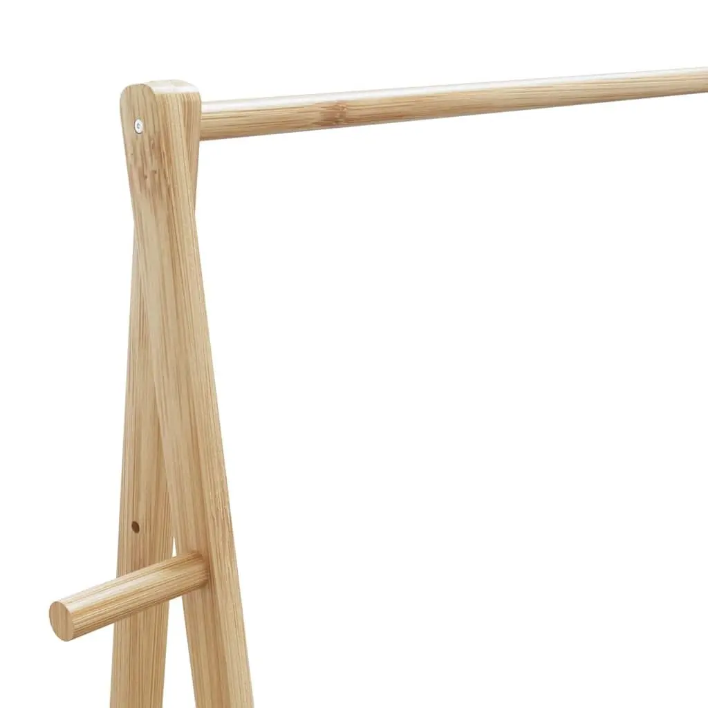 Bamboo Clothes Rack with Shelves Wheels Foldable Garment Organiser Storage