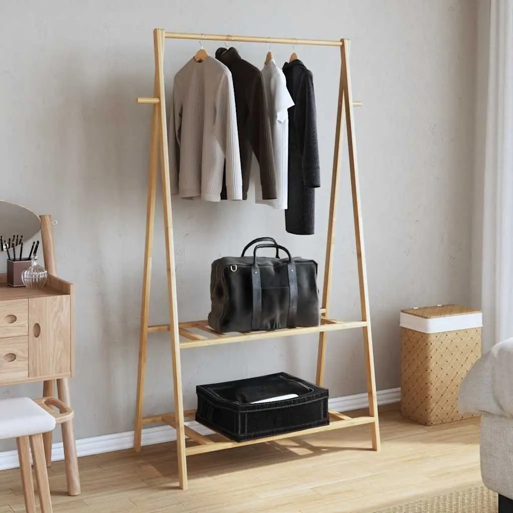 Bamboo Clothes Rack for Bedroom Bathroom Hallway 96 x 45.5 x 150.5 cm