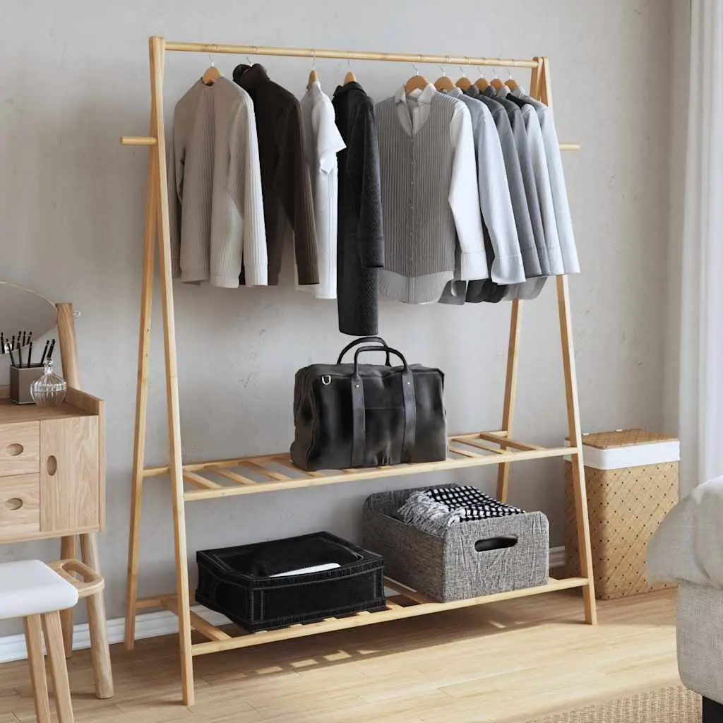 Bamboo Clothes Rack for Bedroom Bathroom Hallway 132 x 45.5 x 150.5 cm