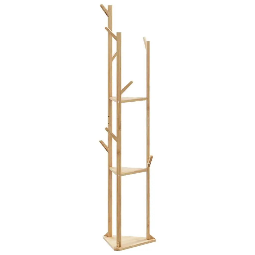 Coat Stand Entryway Hallway Storage Bamboo 39 x 33 x 166 cm