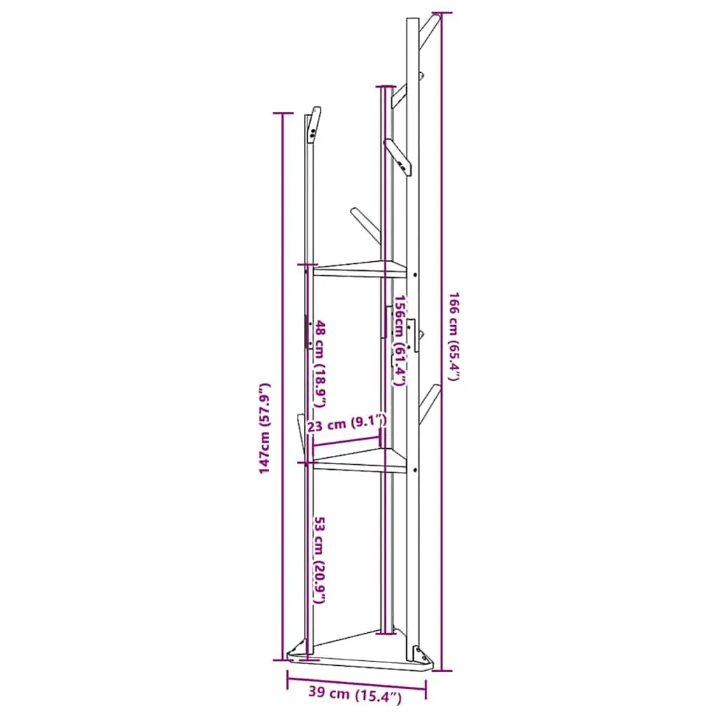 Coat Stand Entryway Hallway Storage Bamboo 39 x 33 x 166 cm