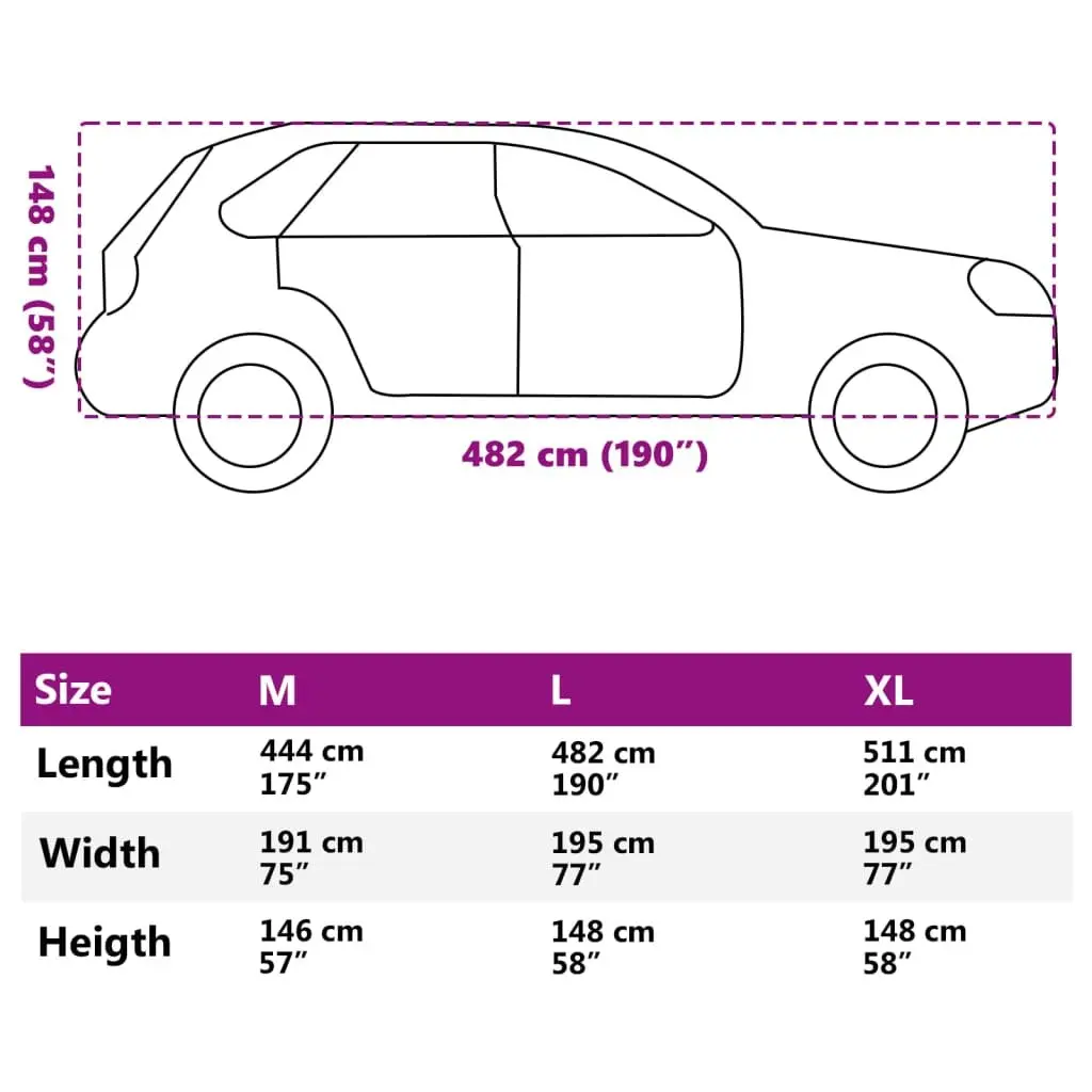 Car Cover SUV Full Size Grey Silver for Hail Protection UV Rain Snow Dust Indoor Outdoor Use