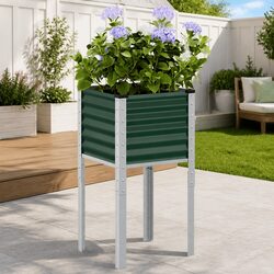 Garden Planter Box Specifications: Green Steel 45x45x88 cm