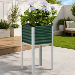 Garden Planter Box Specifications: Green Steel 45x45x88 cm