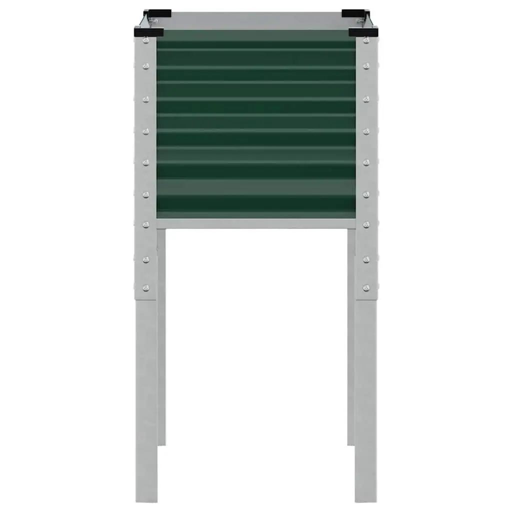 Garden Planter Box Green 45x45x88 cm Outdoor Flower Pot Stand Steel Raised Bed