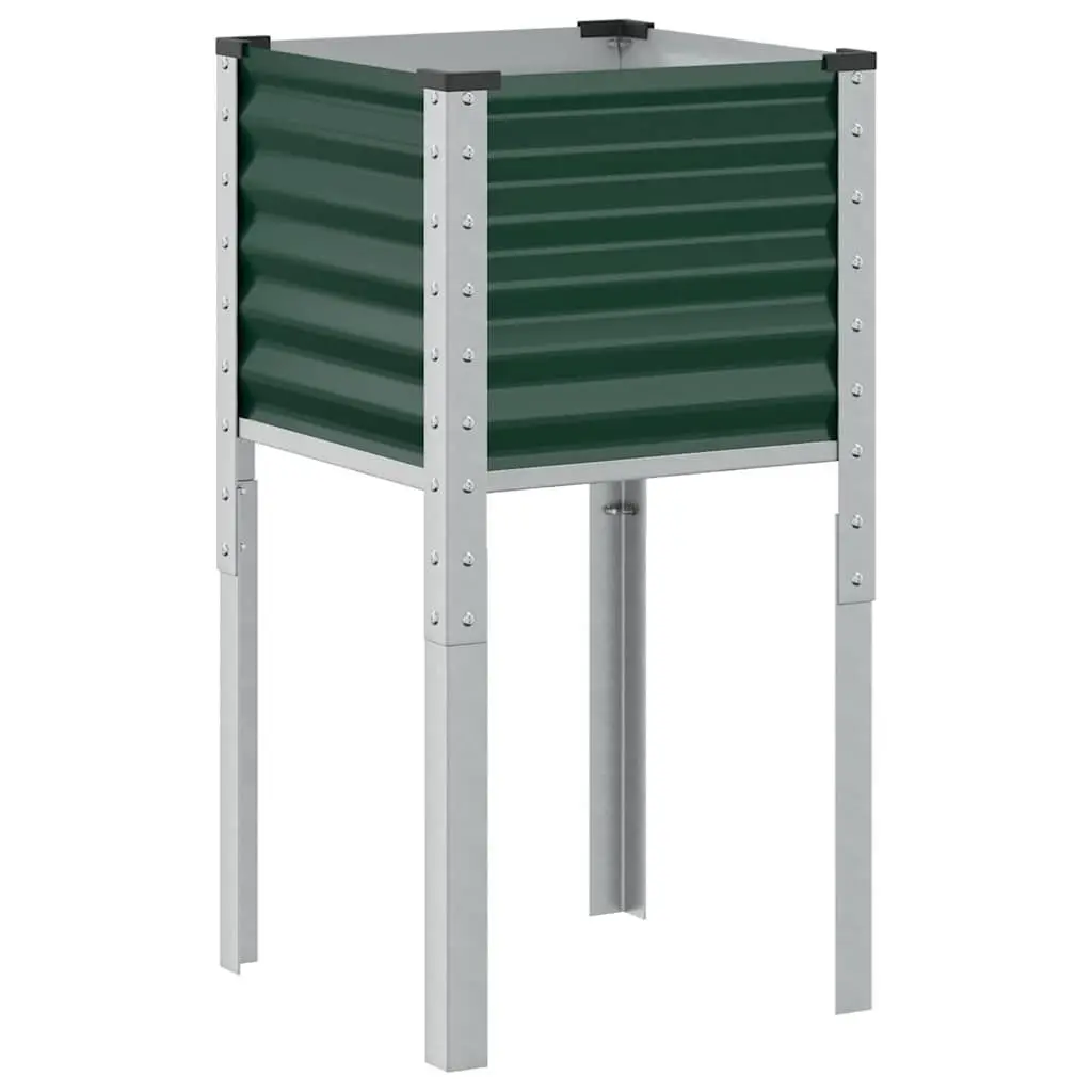 Garden Planter Box Green 45x45x88 cm Outdoor Flower Pot Stand Steel Raised Bed