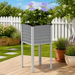 Garden Planter Box Specifications: 45x45x88 cm in Grey Steel