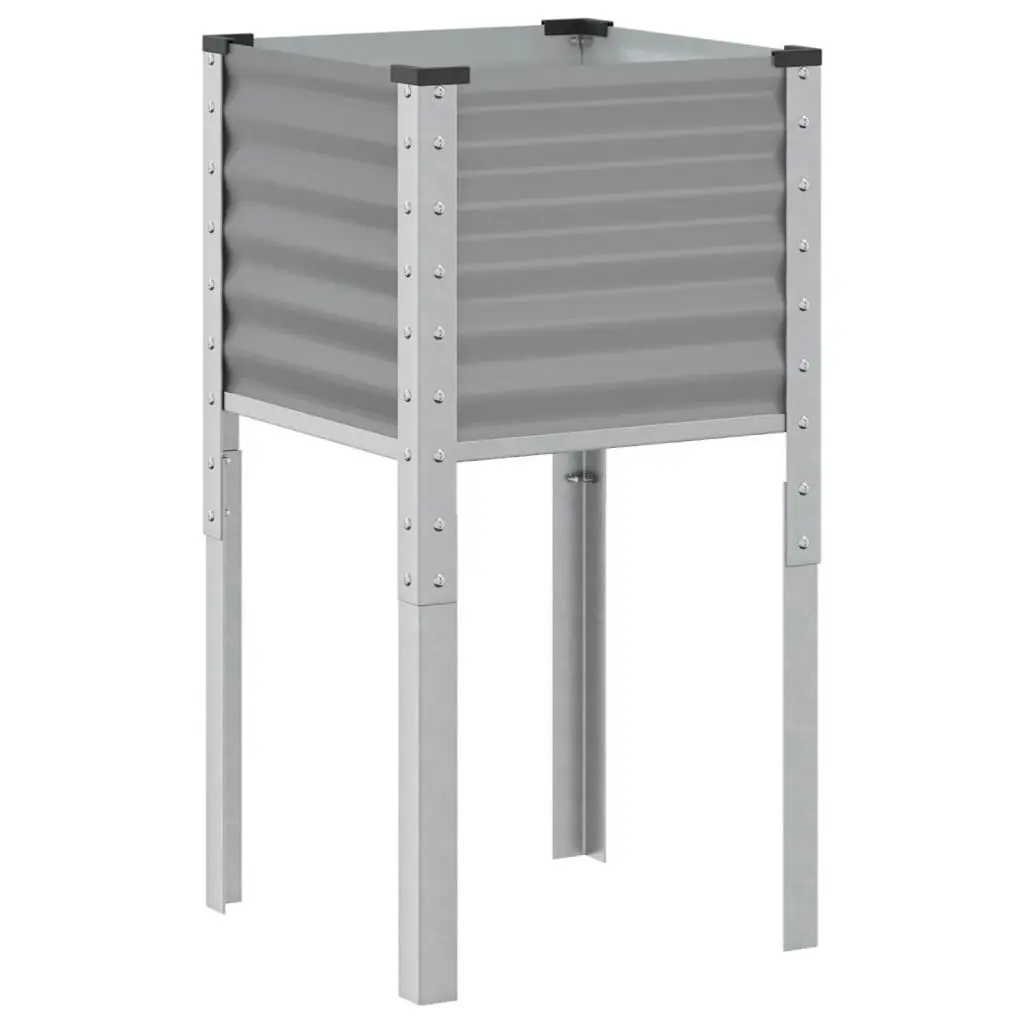 Garden Planter Box Outdoor Use Steel Grey 45x45x88 cm