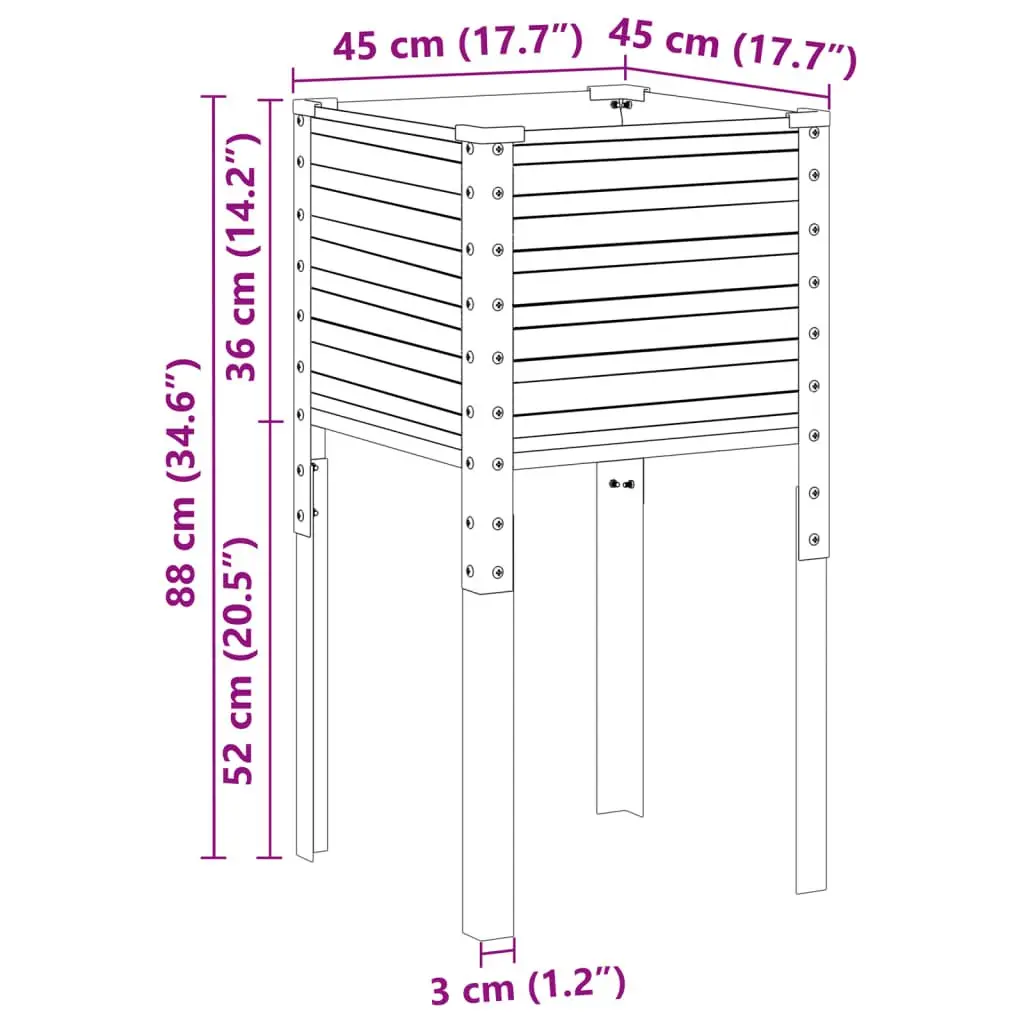 Garden Planter Box Outdoor Use Steel Grey 45x45x88 cm