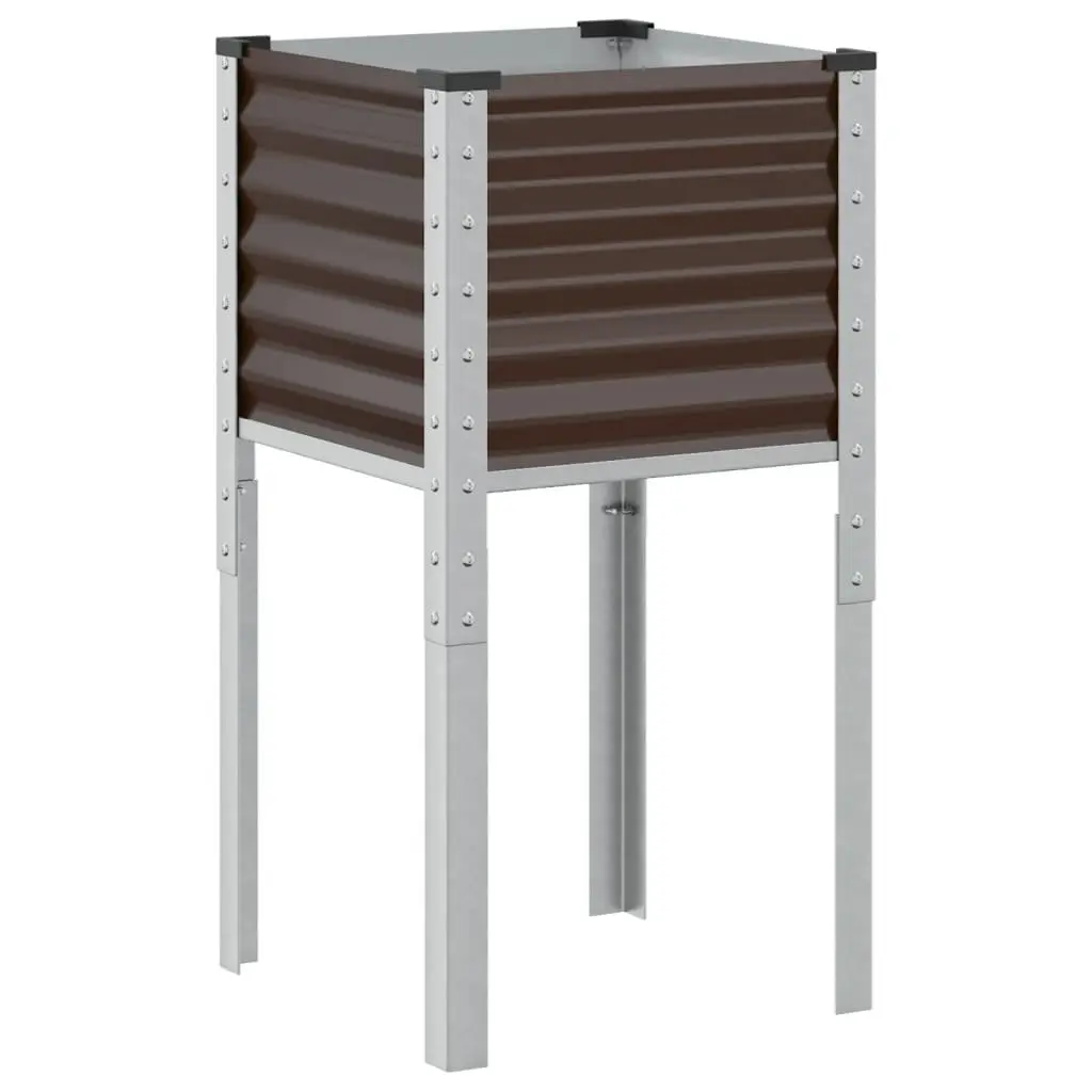Garden Planter Box Outdoor Patio Balcony Brown Steel 45 x 45 x 88 cm