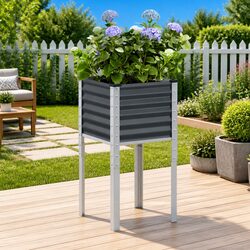 Steel Garden Planter Box 45x45x88cm in Anthracite Color