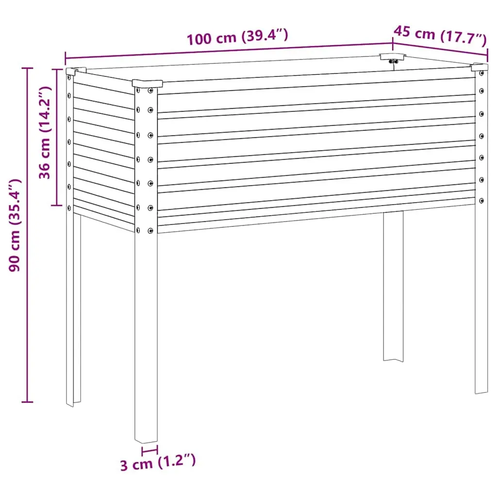 Outdoor Garden Planter Box Green Steel for Balconies and Patios 100x45x90cm