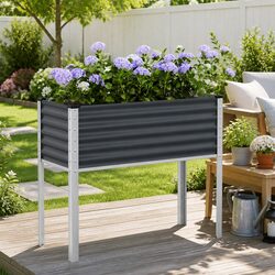 Steel Garden Planter Box, 100x45x90 cm - Anthracite