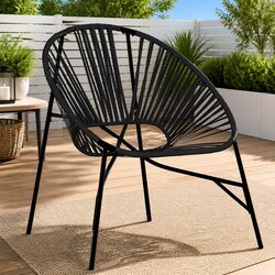 Black Outdoor Egg Chair - PE Rattan Seat & Steel Frame