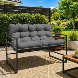 Garden Bench with Cushion Specifications: 113cm Anthracite Steel
