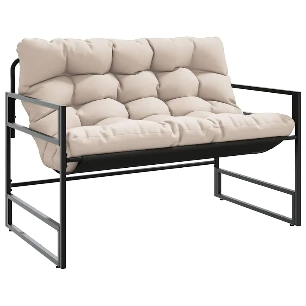 Outdoor Garden Bench 113cm Steel Frame with Cushion Taupe