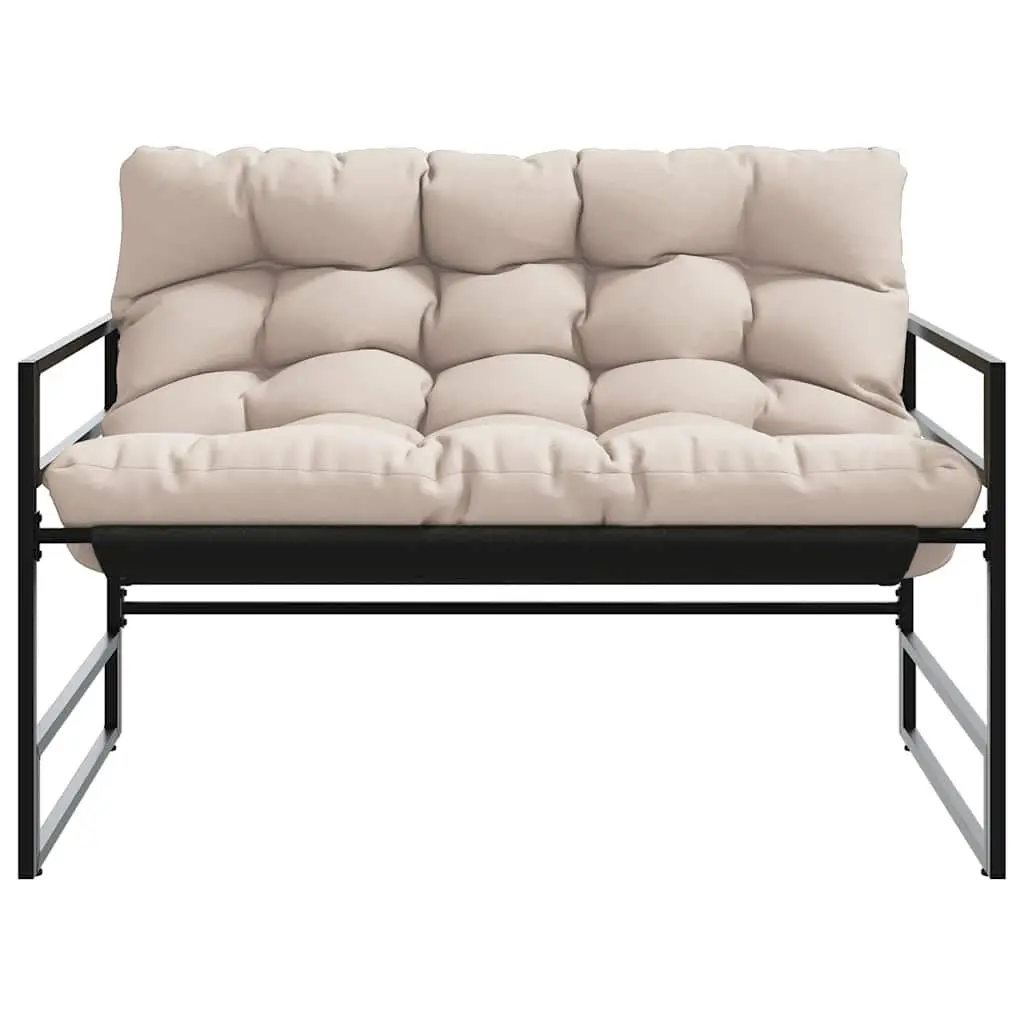 Outdoor Garden Bench 113cm Steel Frame with Cushion Taupe