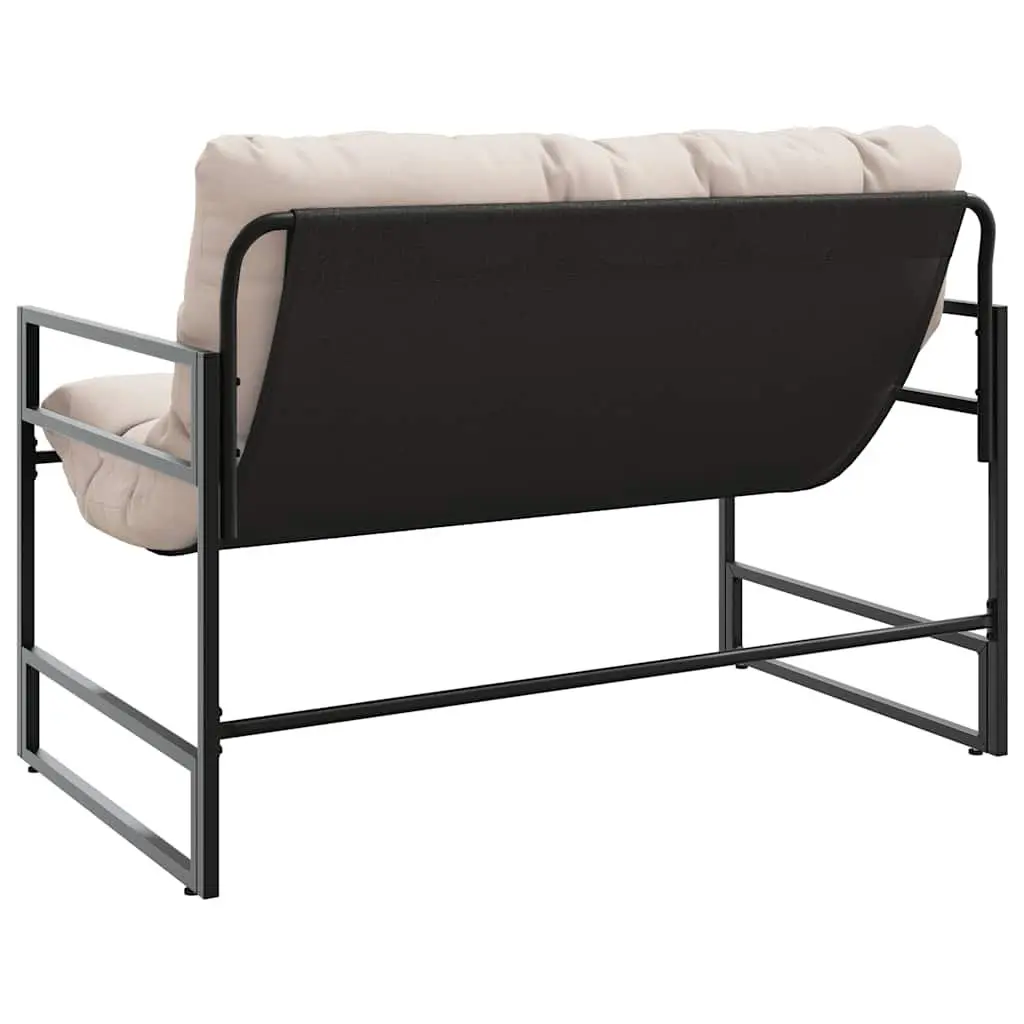 Outdoor Garden Bench 113cm Steel Frame with Cushion Taupe