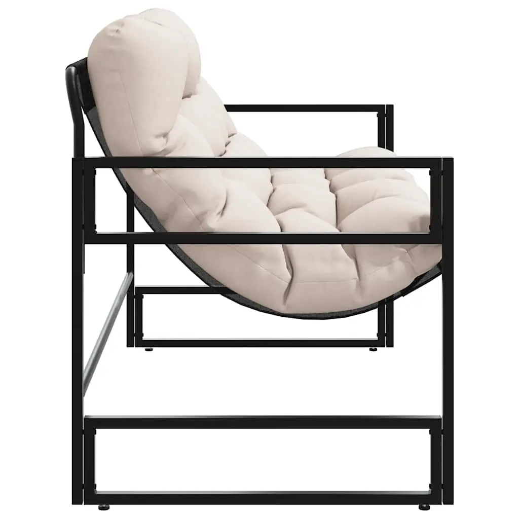 Outdoor Garden Bench 113cm Steel Frame with Cushion Taupe