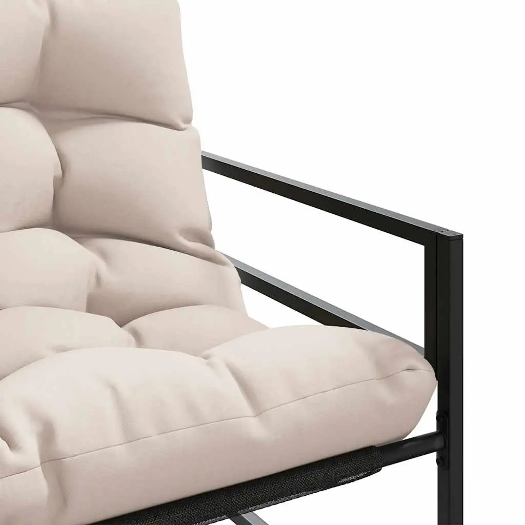 Outdoor Garden Bench 113cm Steel Frame with Cushion Taupe
