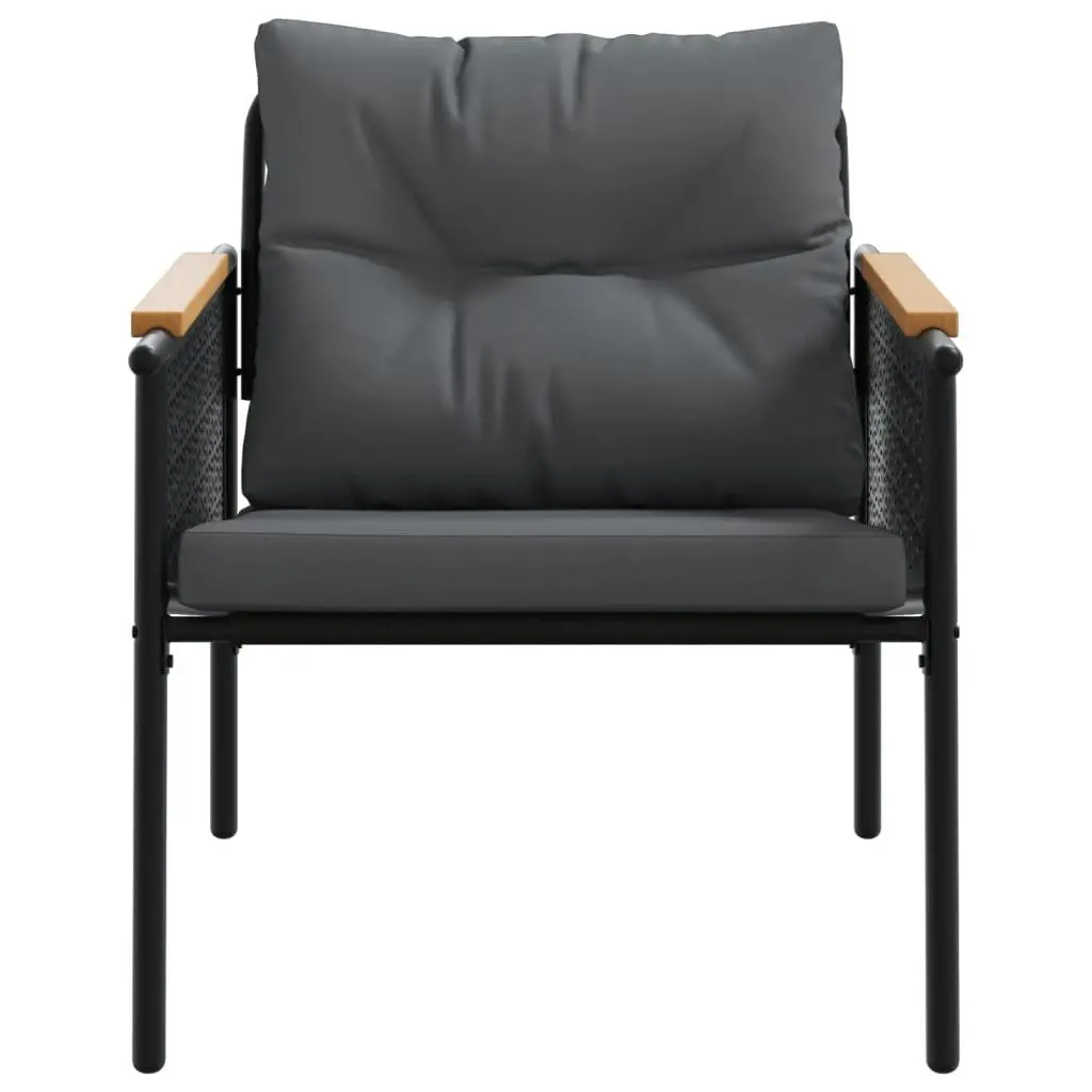 Garden Chairs for Outdoor Use 2 Piece Black Steel Frame with Cushions