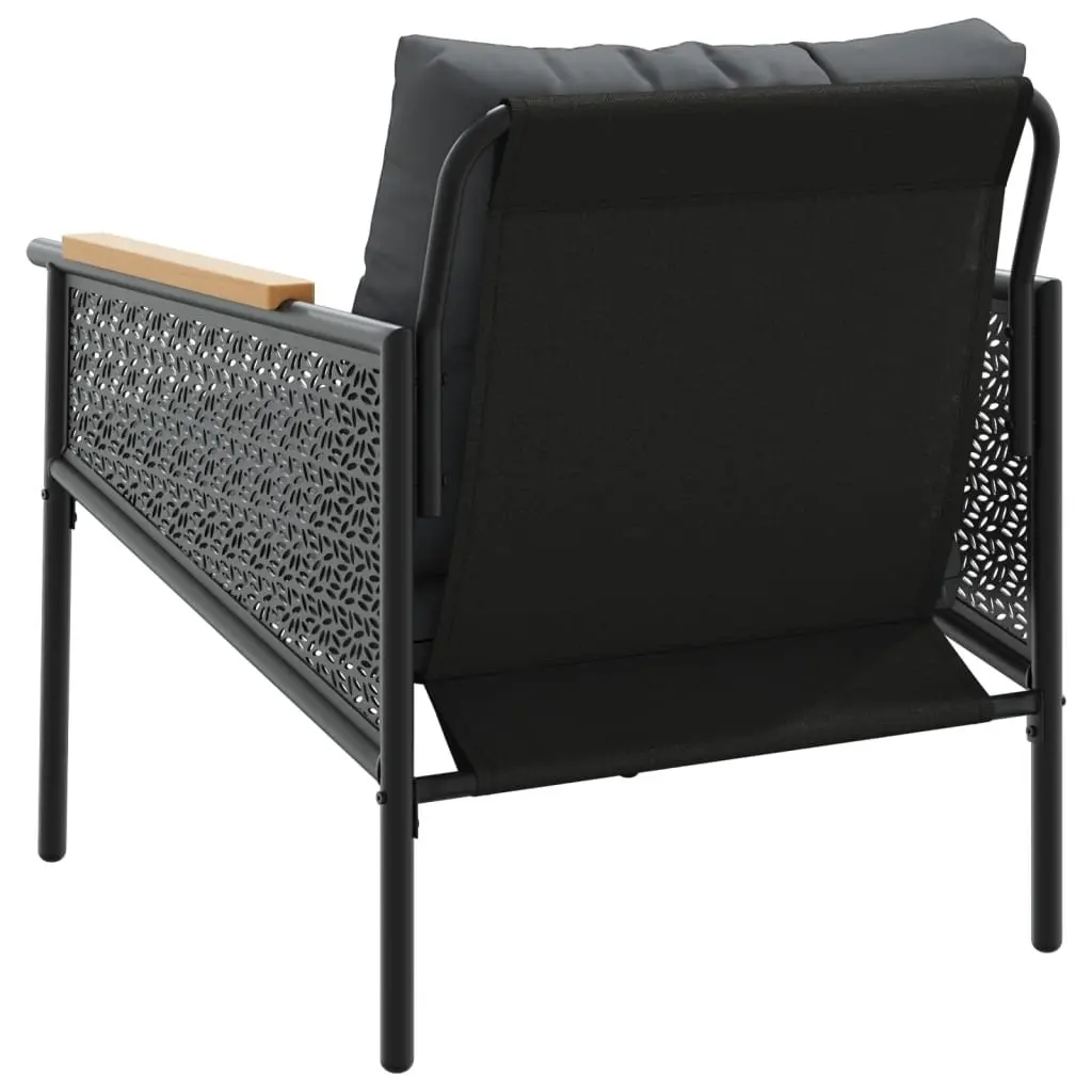 Garden Chairs for Outdoor Use 2 Piece Black Steel Frame with Cushions