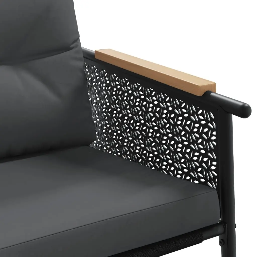 Garden Chairs for Outdoor Use 2 Piece Black Steel Frame with Cushions