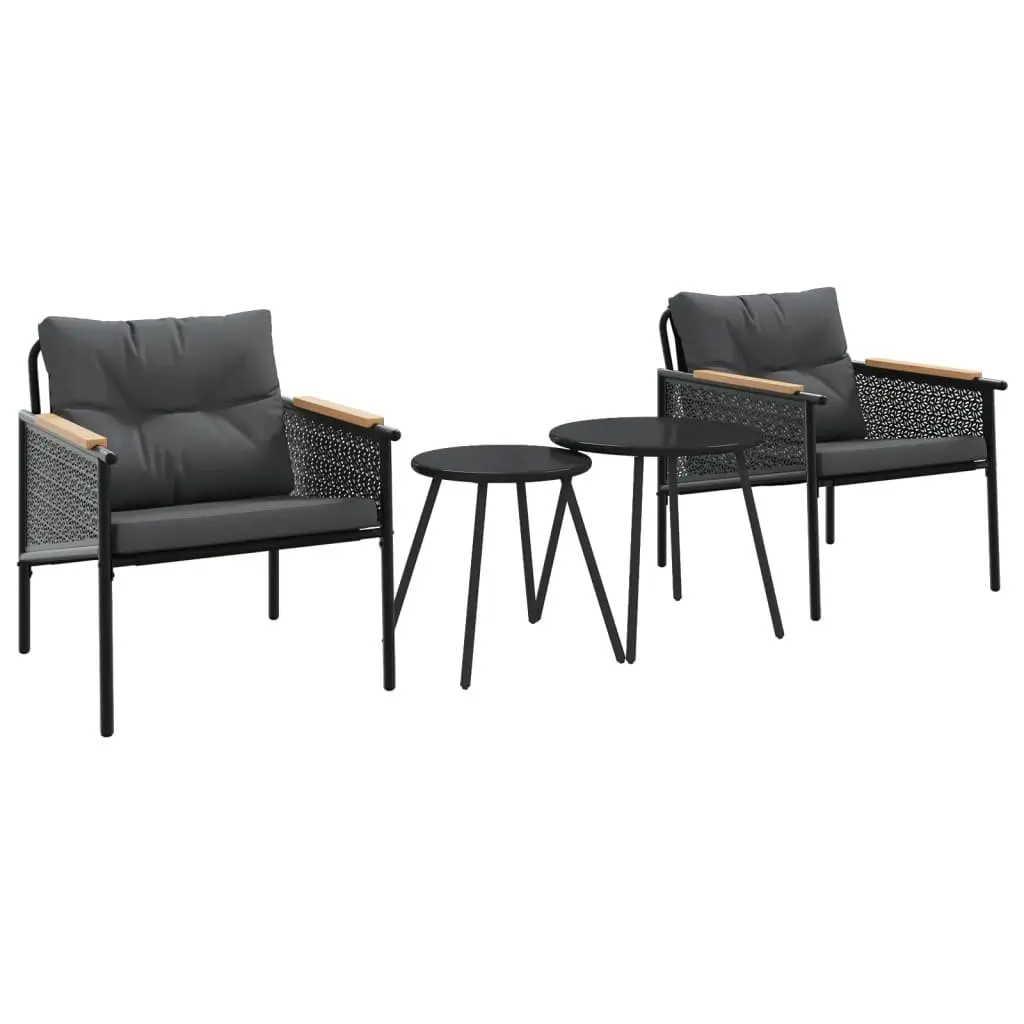 4 Piece Balcony Furniture Set Outdoor Patio Garden Black Steel Frame