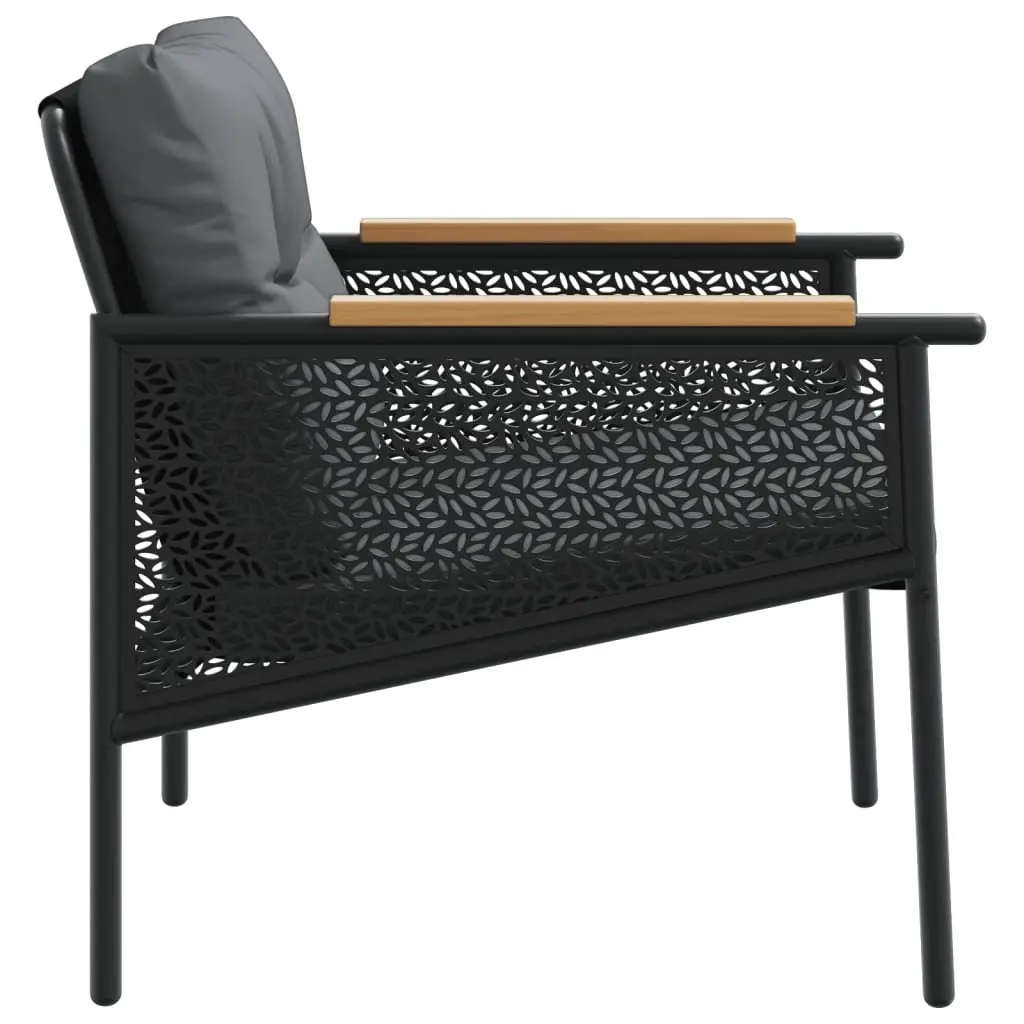 4 Piece Balcony Furniture Set Outdoor Patio Garden Black Steel Frame