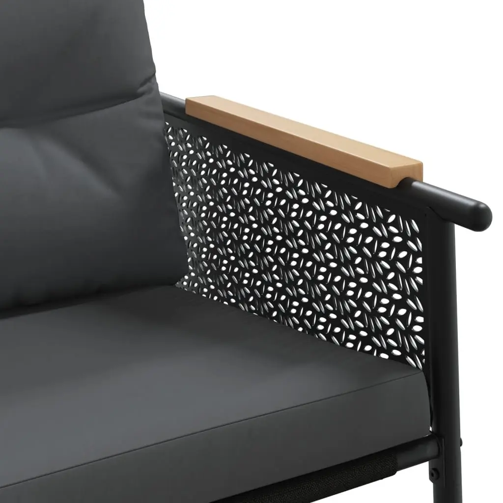 4 Piece Balcony Furniture Set Outdoor Patio Garden Black Steel Frame