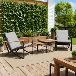 Garden Chairs with Cushions 2 pcs Black Steel Frame Outdoor Seating Set
