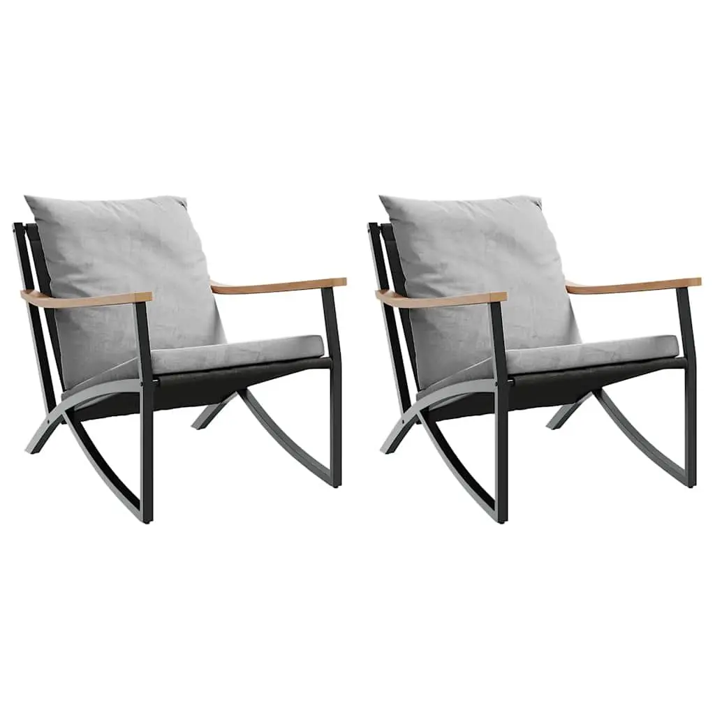 Garden Chairs for Outdoor Use 2 Piece Black Steel Frame