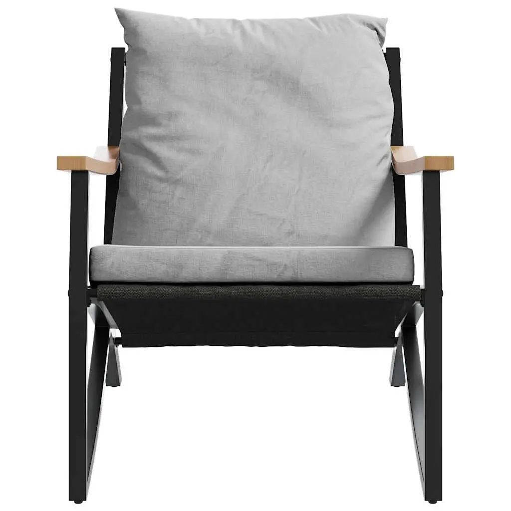 Garden Chairs for Outdoor Use 2 Piece Black Steel Frame