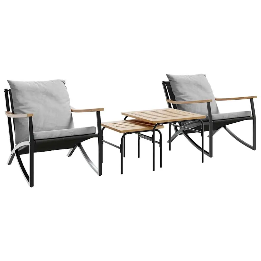 Balcony Furniture Set 4 Piece Outdoor Seating Black Textilene Fabric Cushions