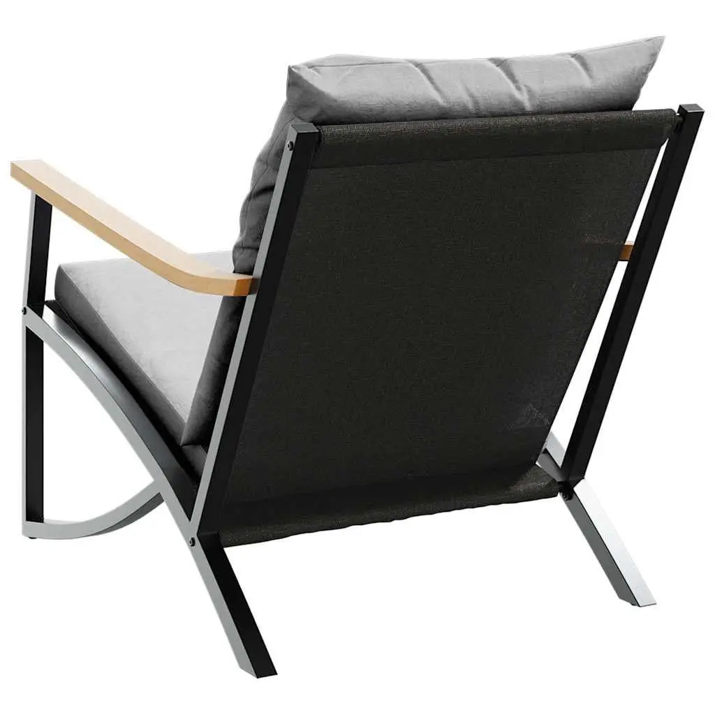 Balcony Furniture Set 4 Piece Outdoor Seating Black Textilene Fabric Cushions