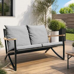 Specifications of 120cm Black Garden Bench with Cushions