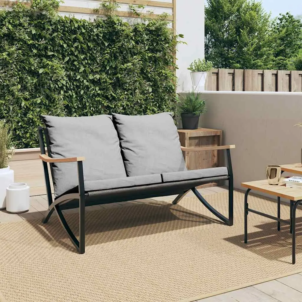 120cm Black Garden Bench with Cushions