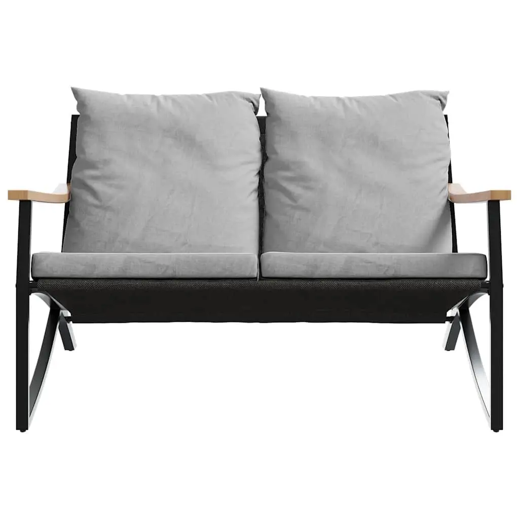 120cm Black Garden Bench with Cushions
