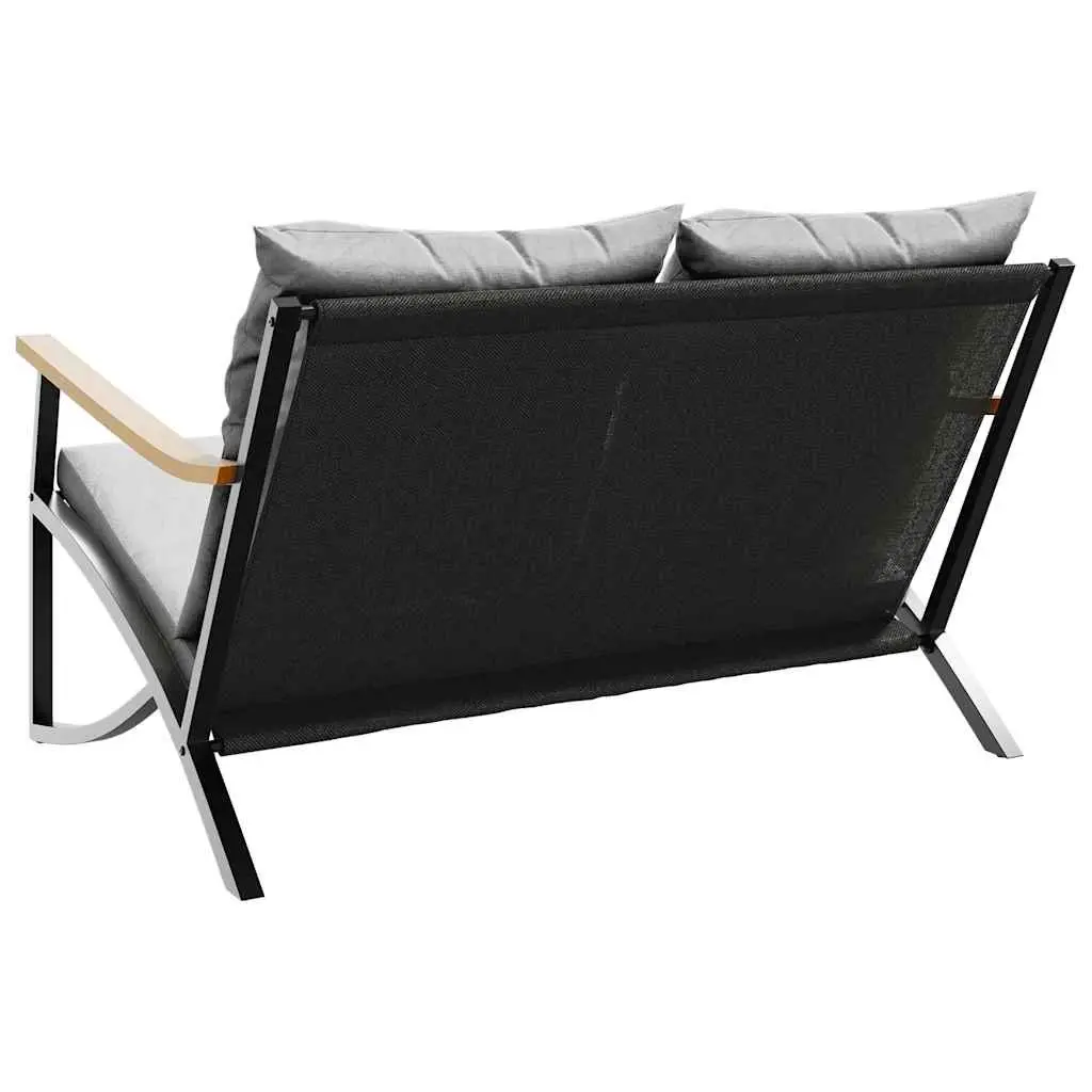 120cm Black Garden Bench with Cushions